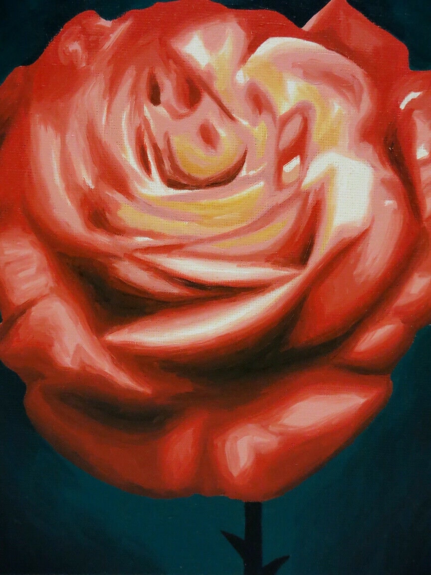 8 x 10 Rose Flower Oil Painting Rose Painting Rose Art Rose Artwork Rose Wall Art Decor Rose Oil Painting Flower Art Flower Artwork