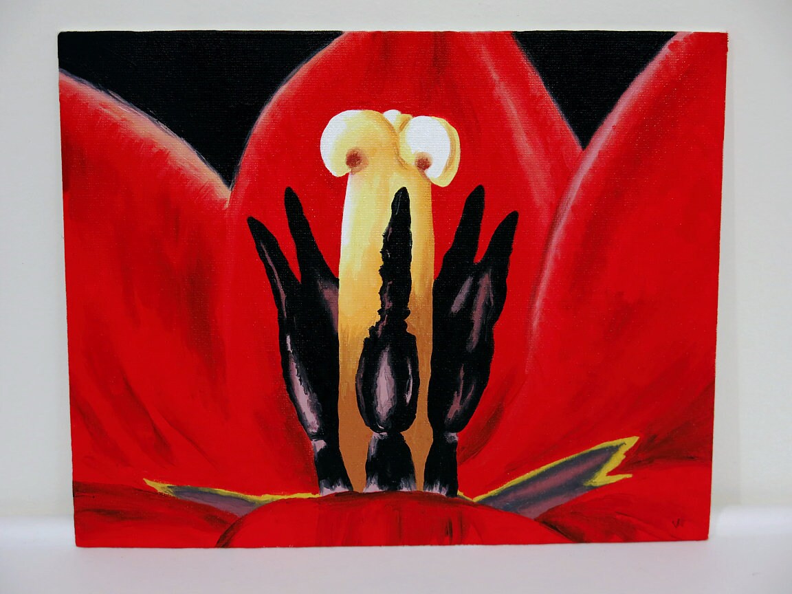 8 x 10 Red Tulip Flower Tulip Oil Painting Tulip Art Tulip Artwork Tulip Wall Art Decor Tulip Painting