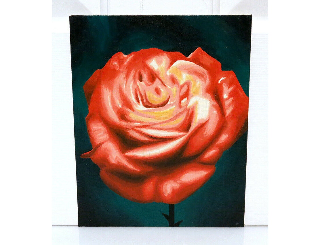 8 x 10 Rose Flower Oil Painting Rose Painting Rose Art Rose Artwork Rose Wall Art Decor Rose Oil Painting Flower Art Flower Artwork