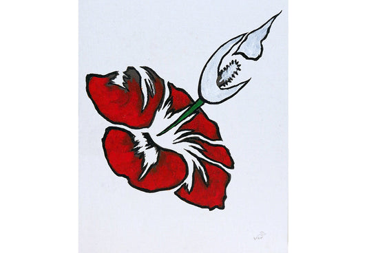 8 x 10 Vonflora Hibiscus Peace Lily Hibiscus Flower Hibiscus Painting Hibiscus Art Hibiscus Artwork Hibiscus Wall Art Hibiscus Painting