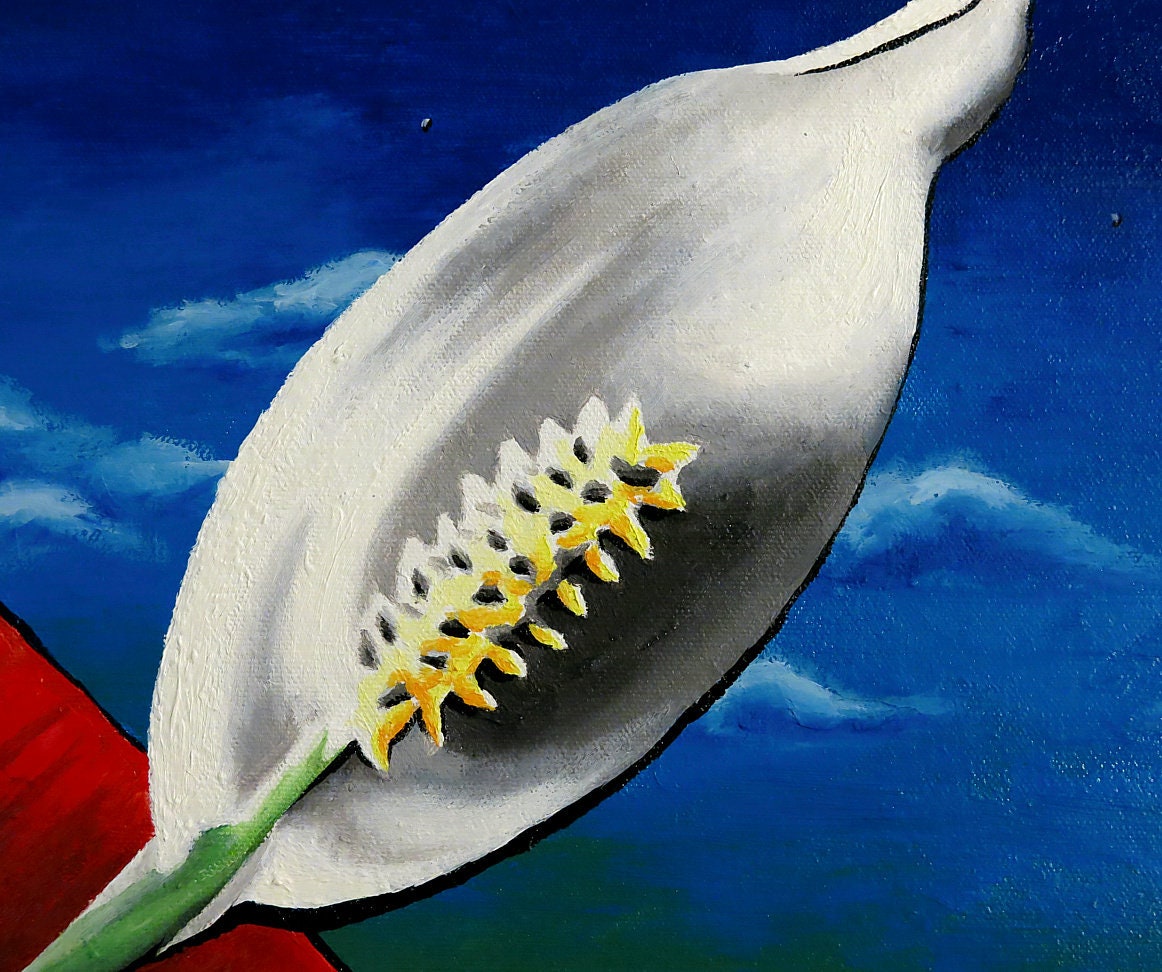 24 x 30 Vonflora Hibiscus Painting Peace Lily Painting Landscape Art Floral Oil Painting
