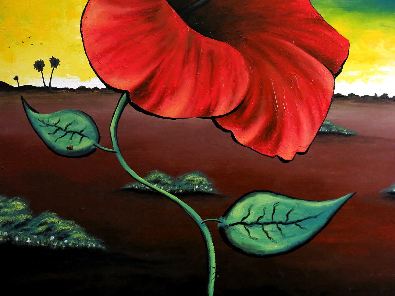24 x 30 Vonflora Hibiscus Painting Peace Lily Painting Landscape Art Floral Oil Painting