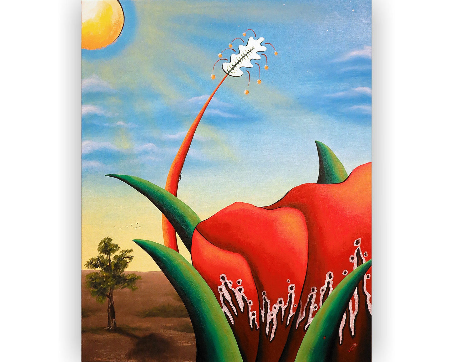 24 x 30 Vonflora Orchid Painting Hibiscus Painting Landscape Art Floral Oil Painting Sky Painting Miltonia Orchid