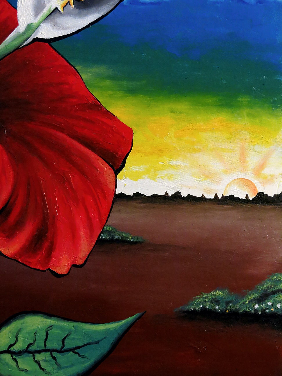 24 x 30 Vonflora Hibiscus Painting Peace Lily Painting Landscape Art Floral Oil Painting