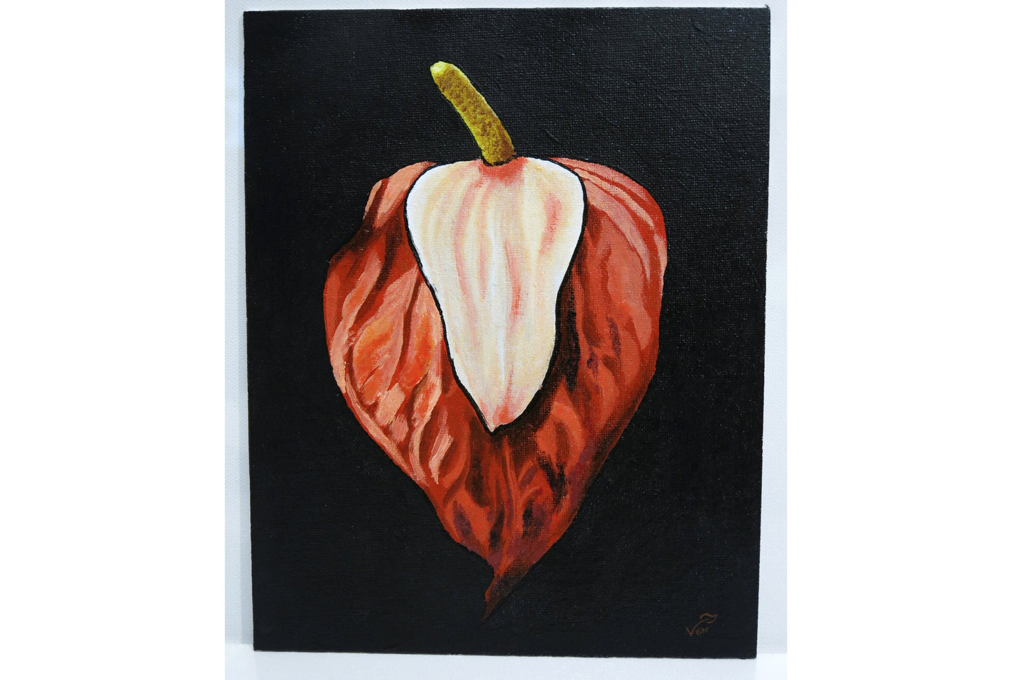 8 x 10 Vonflora Pink Red Anthurium Painting Anthurium Art