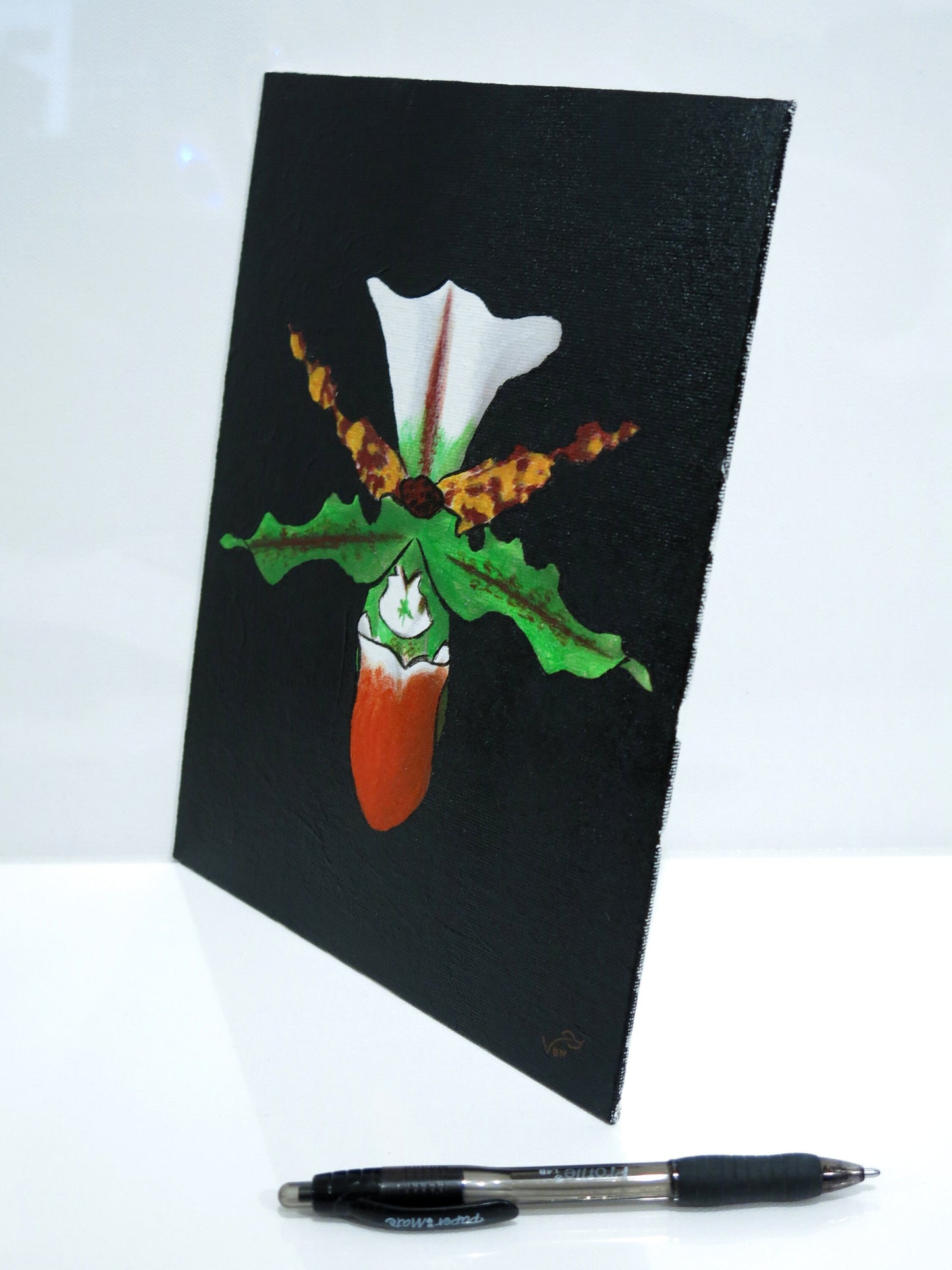 8 x 10 Vonflora Lady Slipper Orchid Painting