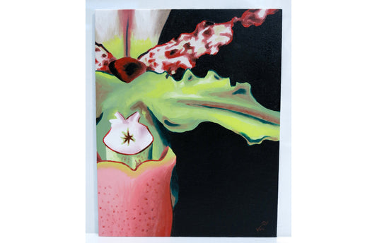 8 x 10 Vonflora Lady Slipper Orchid Painting Orchid Oil Painting